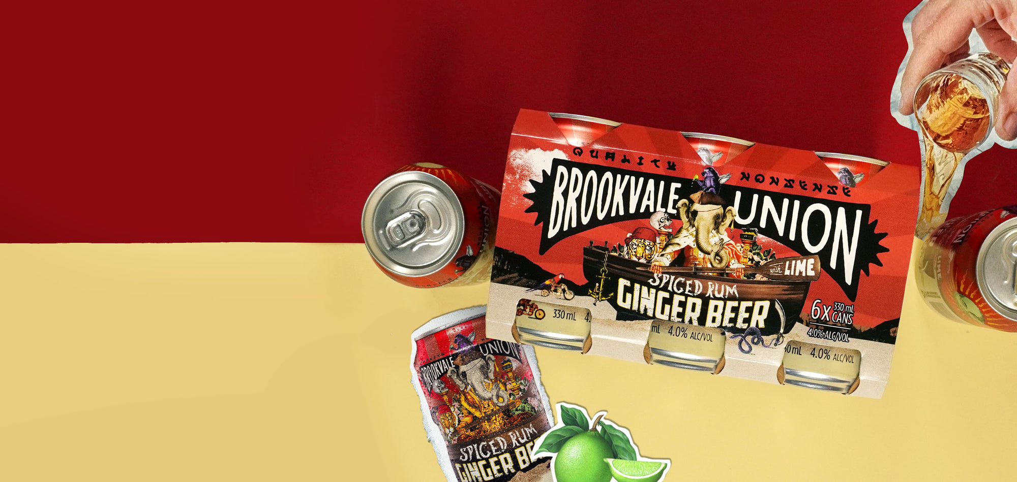 Brookvale Union Alcoholic Ginger Beer with Spiced Rum & Lime