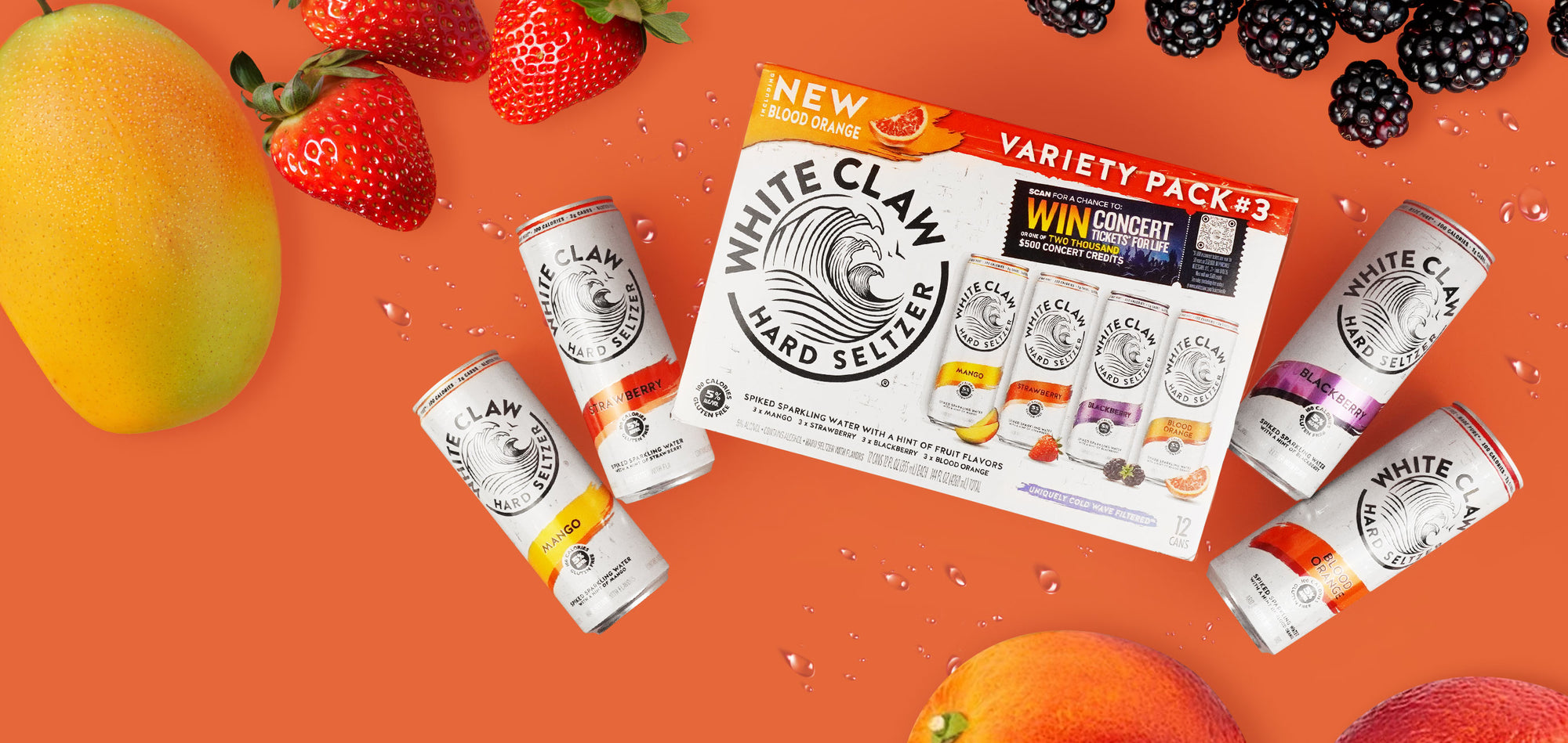 White Claw Variety Set #3 (Mango, Strawberry, Blackberry, Blood Orange)