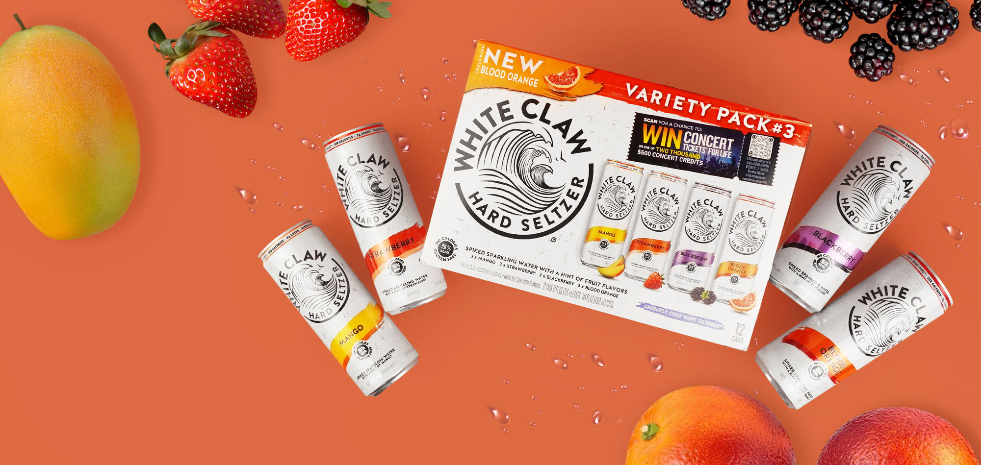 White Claw Variety Set #3 (Mango, Strawberry, Blackberry, Blood Orange)