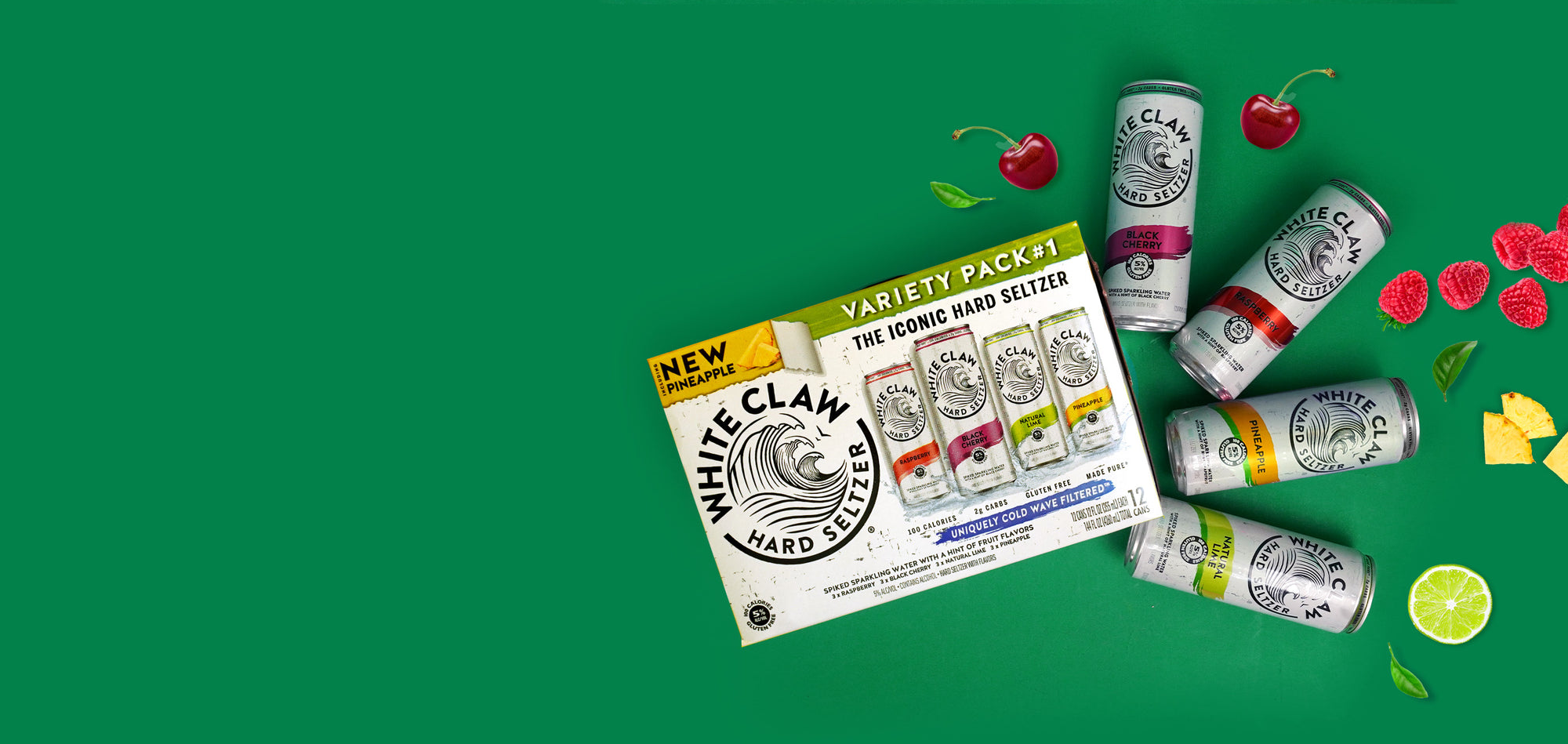 White Claw Variety Set No.1 (Raspberry, Black Cherry, Natural Lime, Pineapple)