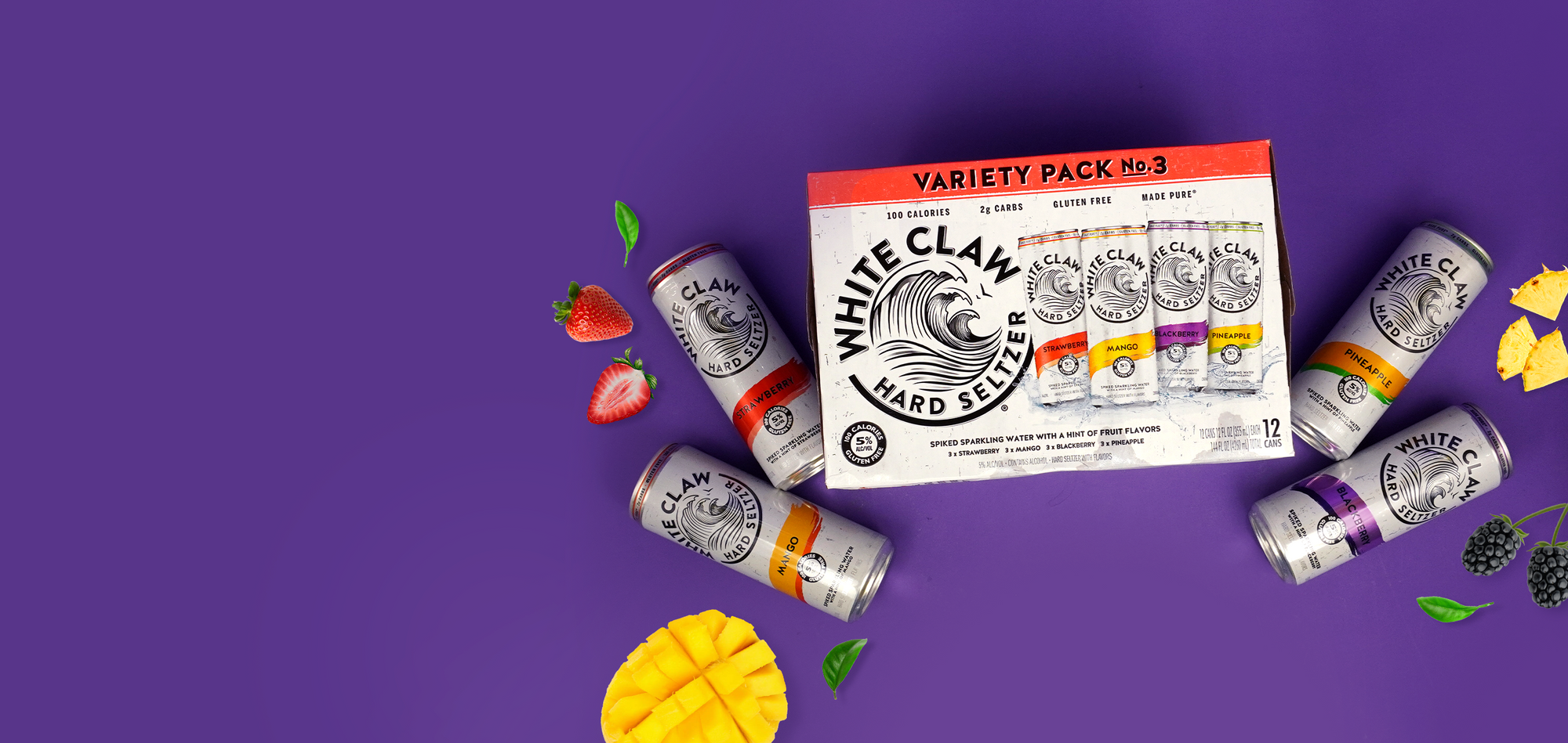 White Claw Variety Set No.3 (Blackberry, Mango, Strawberry, Pineapple)